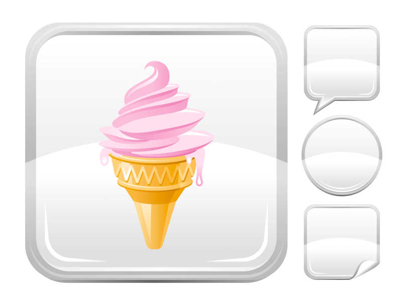 矢量草莓冰淇淋图标设计