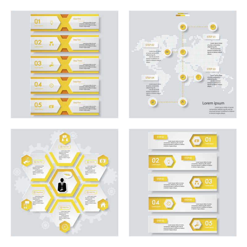 矢量创意黄色信息分布横幅设计模板