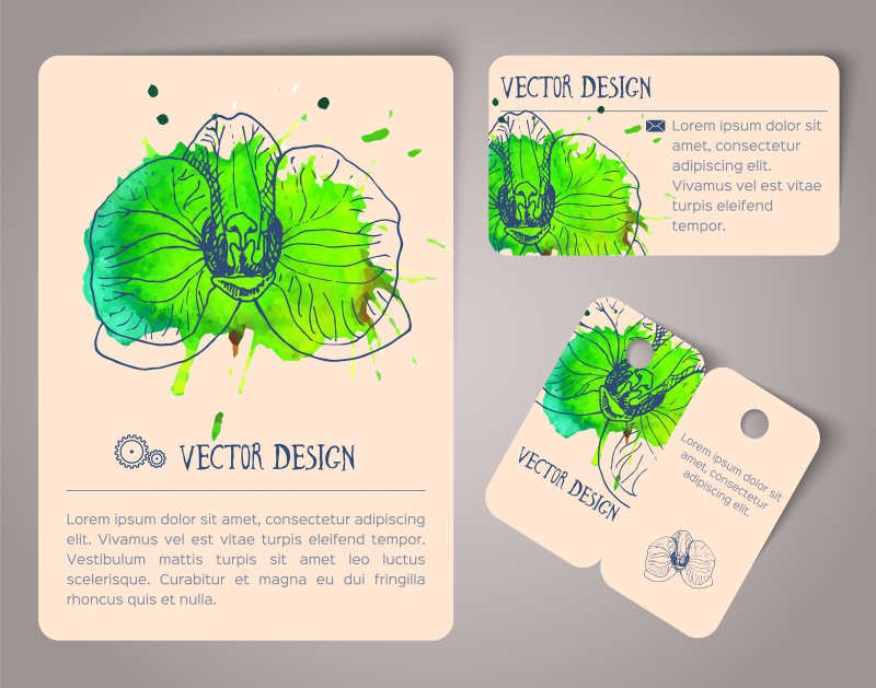 绿色插画风格矢量卡片设计模板
