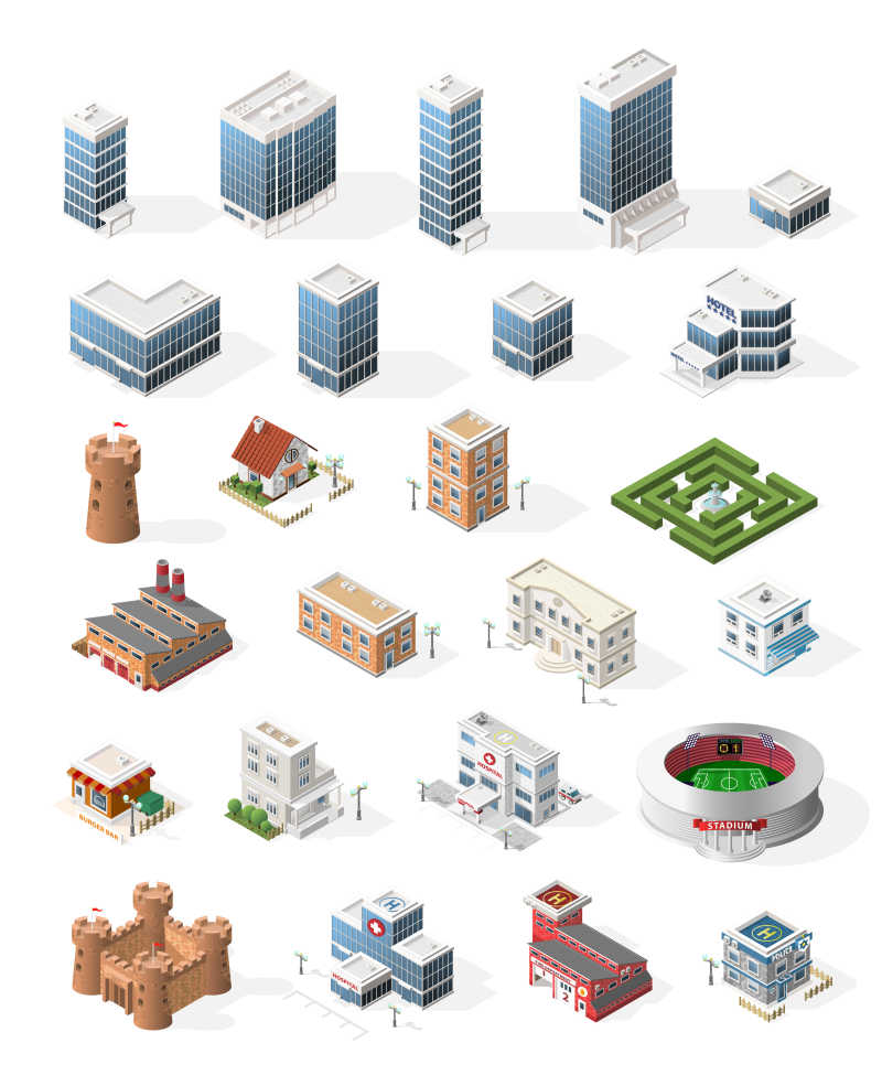 各种矢量城市建筑元素合集