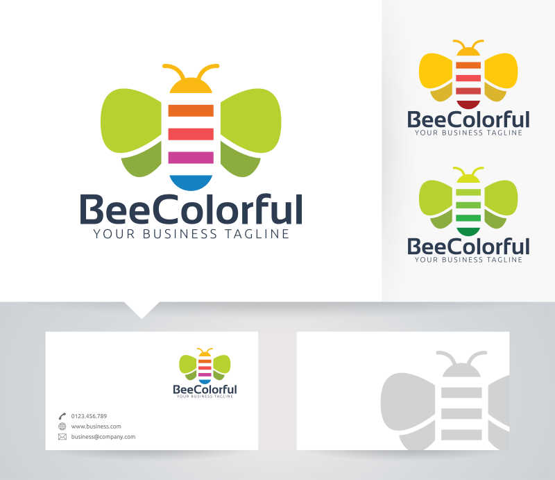 彩色的蜜蜂矢量商标设计