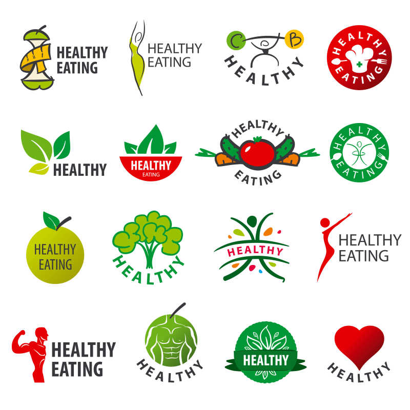 健康饮食主题矢量商标模板