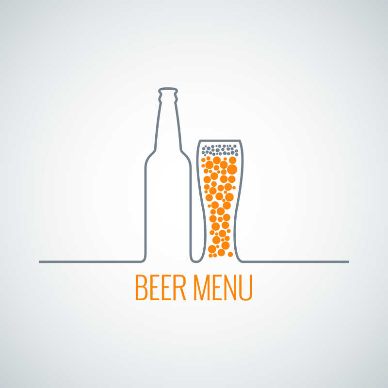 矢量啤酒瓶菜单设计背景
