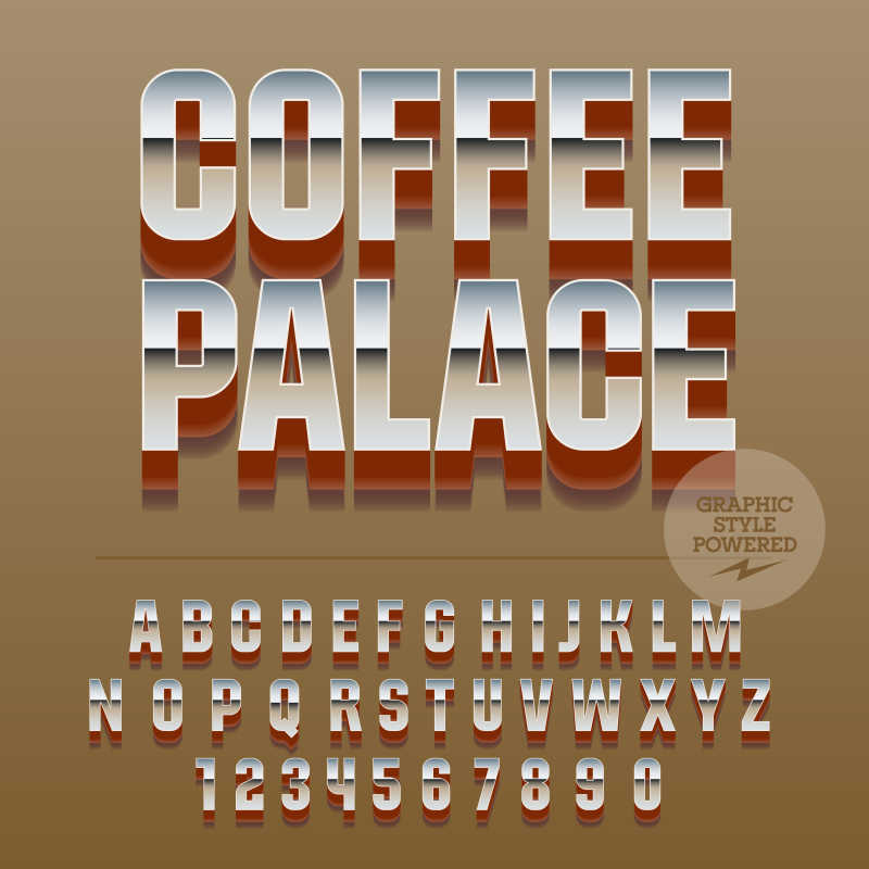 咖啡店海报矢量艺术字体背景