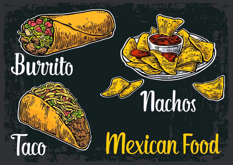 墨西哥传统食品矢量图标设计