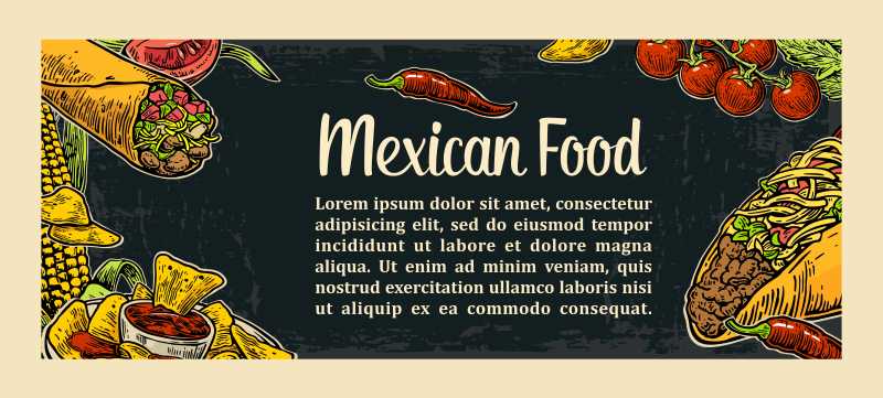 矢量墨西哥传统食品餐厅菜单模板