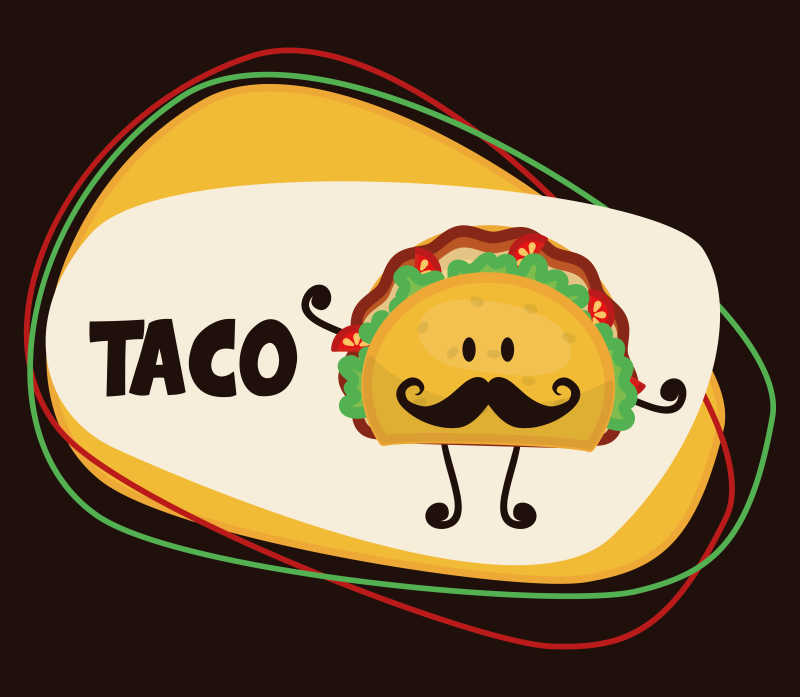 矢量墨西哥快餐概念与菜单图标设计