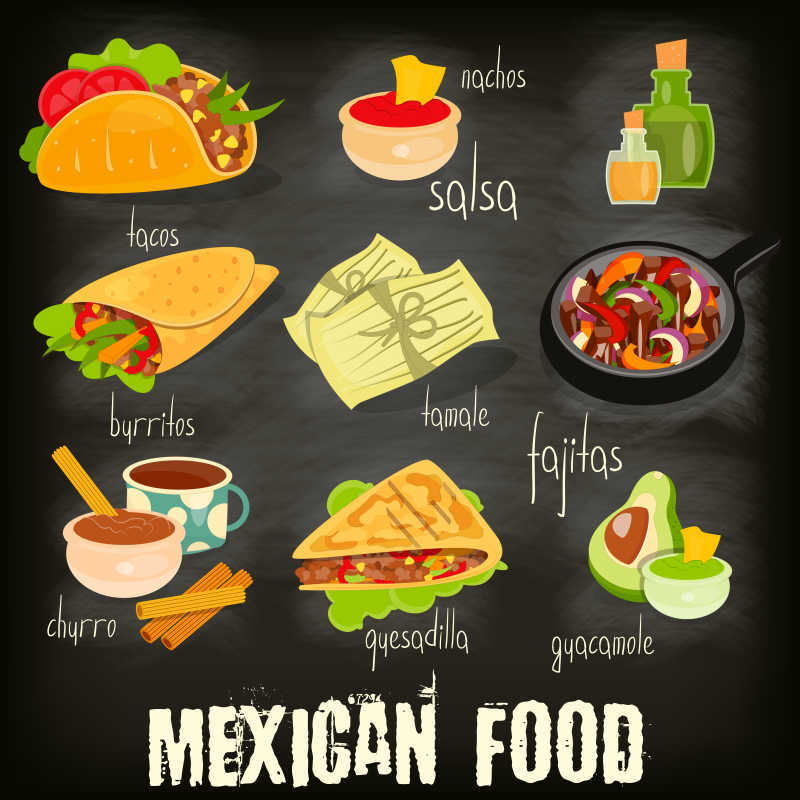墨西哥食品菜单卡矢量设计图