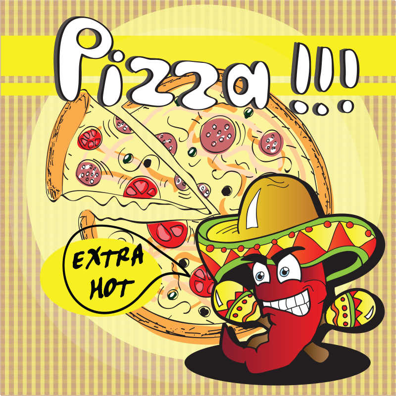 矢量创意墨西哥披萨插图设计