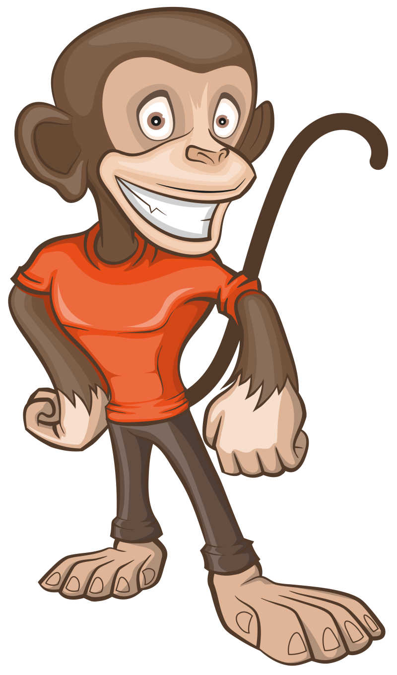 穿着T的猴子矢量卡通插画