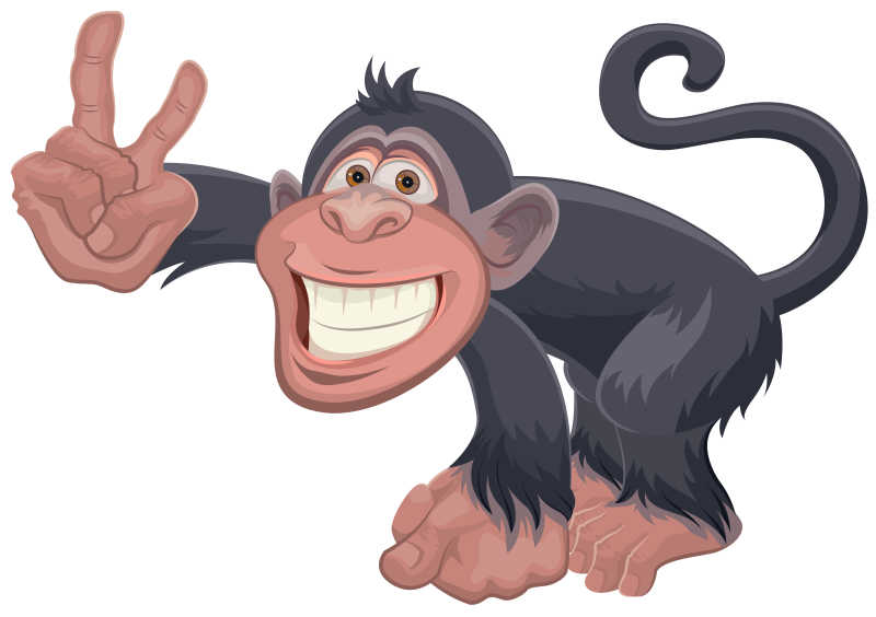 卡通的可爱猴子矢量插画