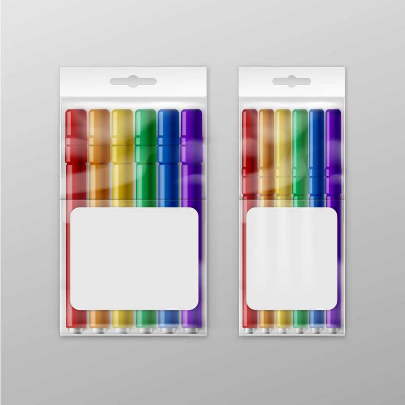 彩色毛毡笔尖盒矢量包装模板