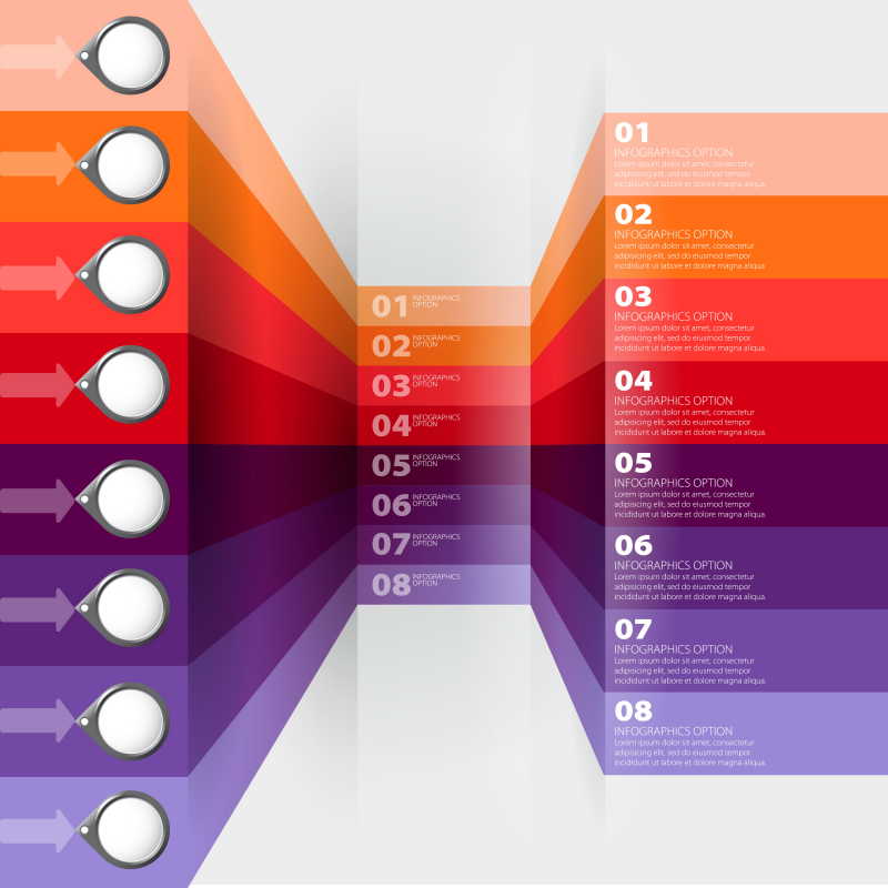 彩色的条形矢量信息分析表