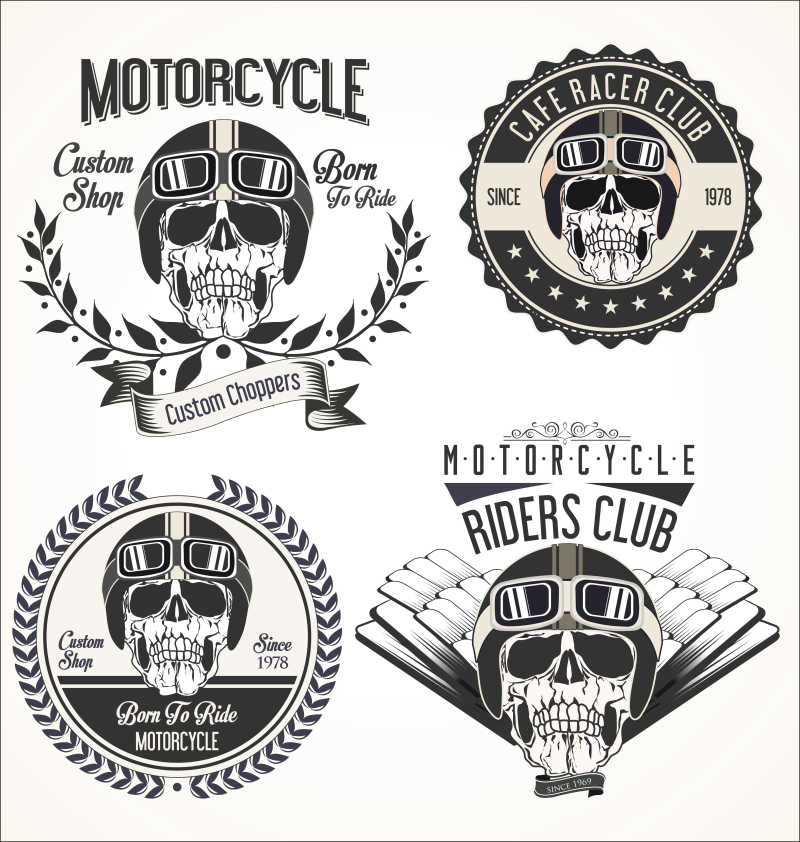 矢量老式的摩托车标签