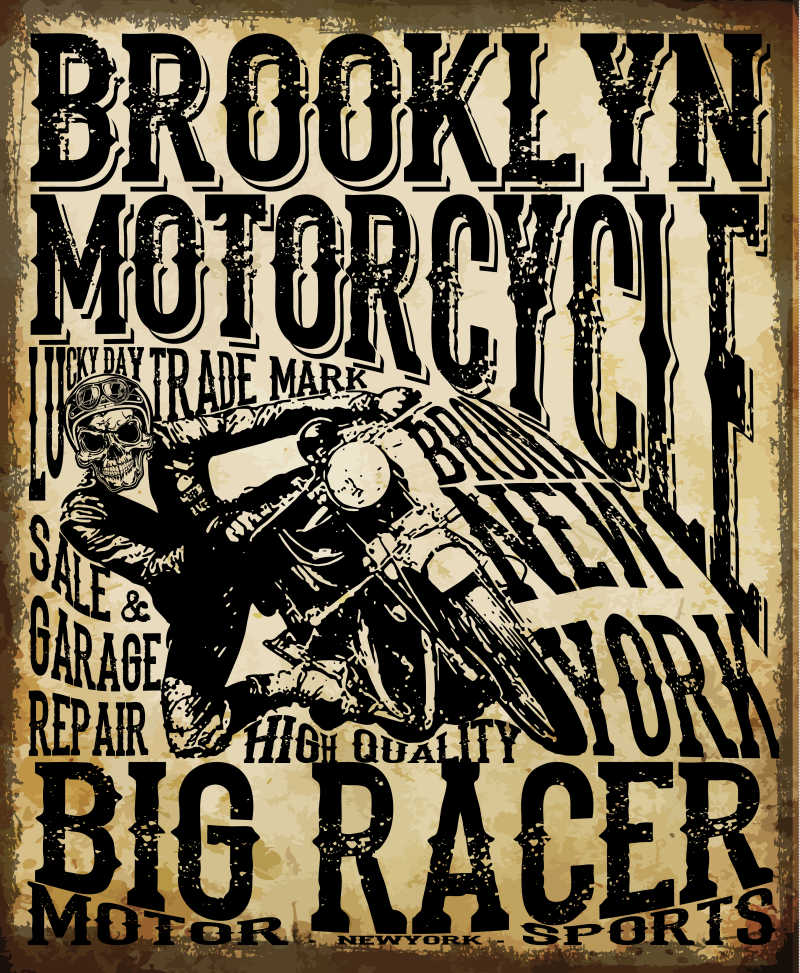 矢量摩托车比赛创意海报