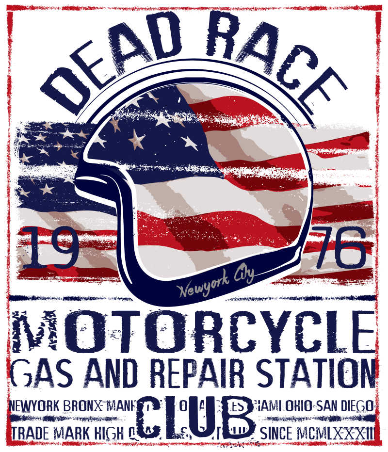 美国摩托车比赛的矢量海报设计