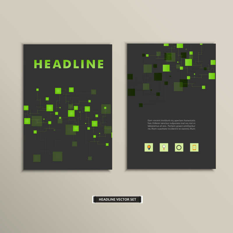 抽象绿色立方体的矢量书籍封面设计模板