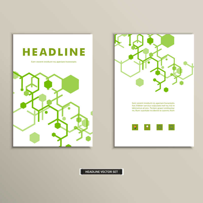 绿色蜂巢结构的抽象矢量书籍封面设计模板