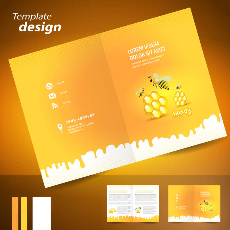 矢量创意抽象蜂蜜概念的宣传册设计模板