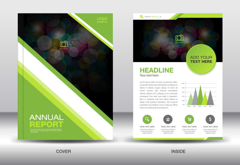 绿色创意年报封面平面设计矢量模板