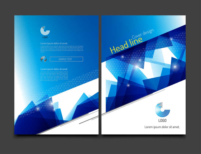 矢量蓝色时尚现代宣传手册封面设计模板