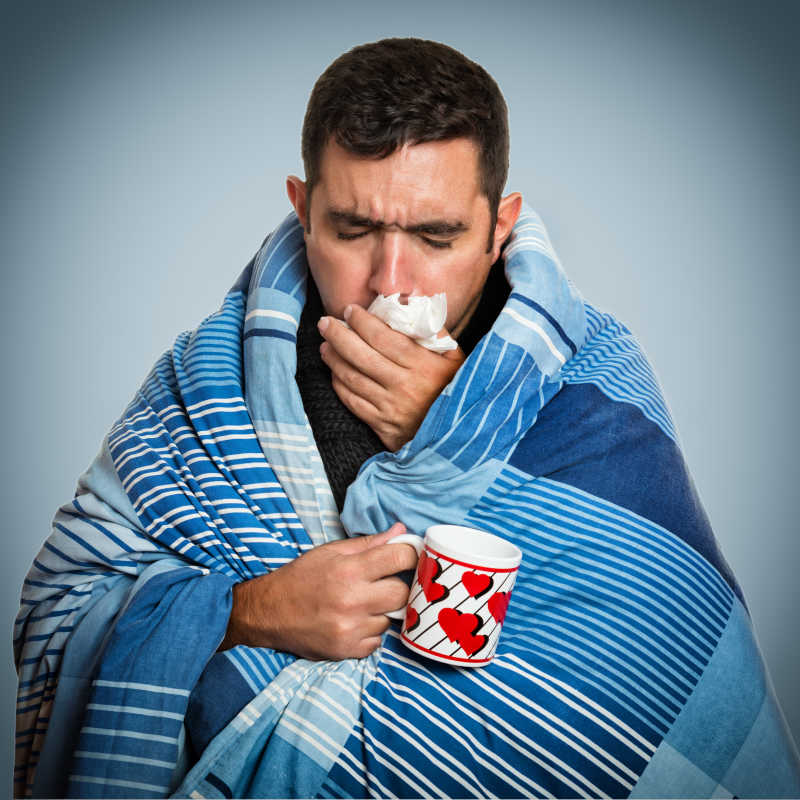 一个患有感冒咳嗽的男人