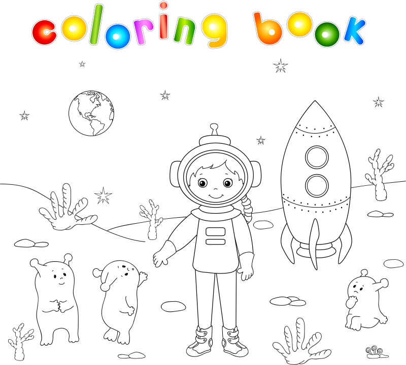 宇航员登陆月球表面彩绘书