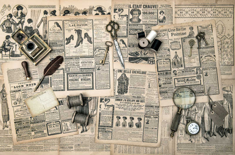 复古工具和复古报纸