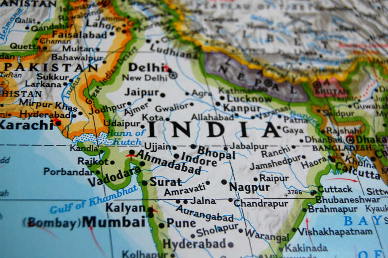 世界地图上的印度