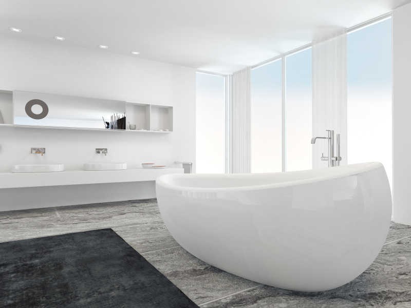 非常宽敞明亮的现代浴室