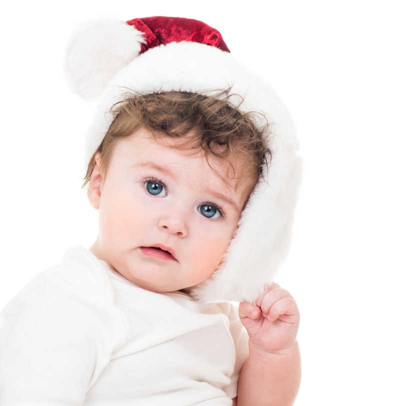 戴着圣诞帽的可爱宝宝