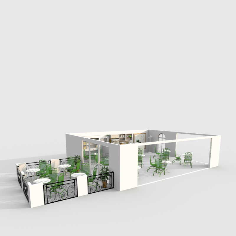 咖啡厅3D渲染模型