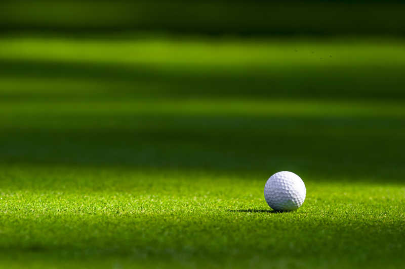 草地上的一颗孤独的高尔夫球
