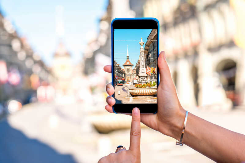 智能手机拍摄瑞士伯恩古城旧城