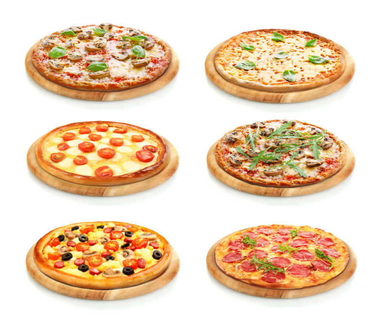 六种不同口味的披萨饼