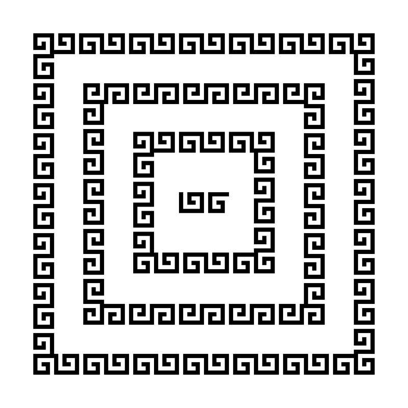 白色背景下黑色希腊框架镂空纹理背景