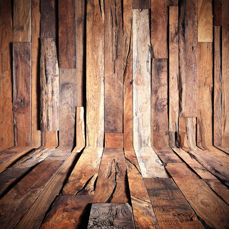坏脏旧木板墙和地板背景