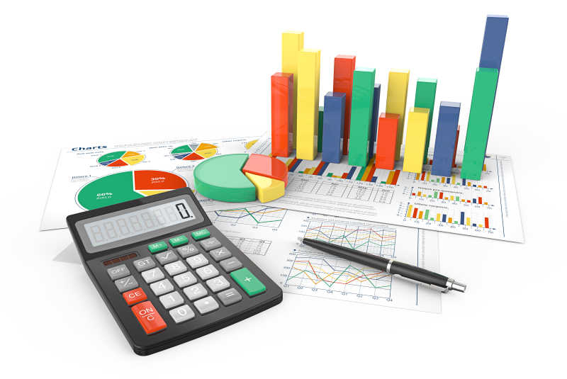 商业金融数据增长概念和计算器
