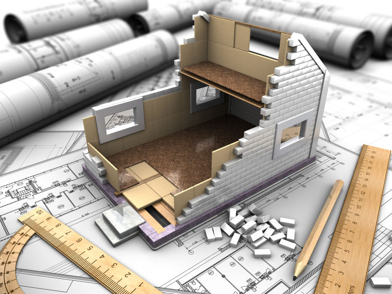 3d房子建造模型设计图纸和笔