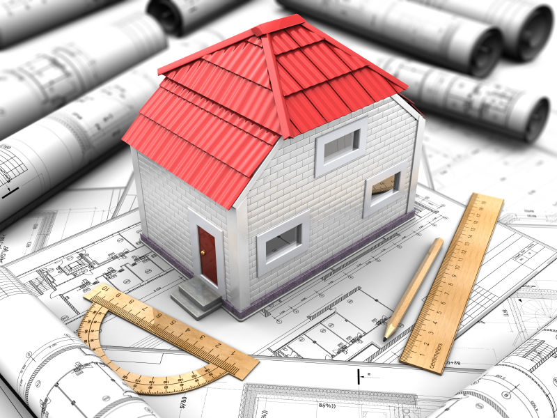 3d红屋顶住宅模型和设计图纸