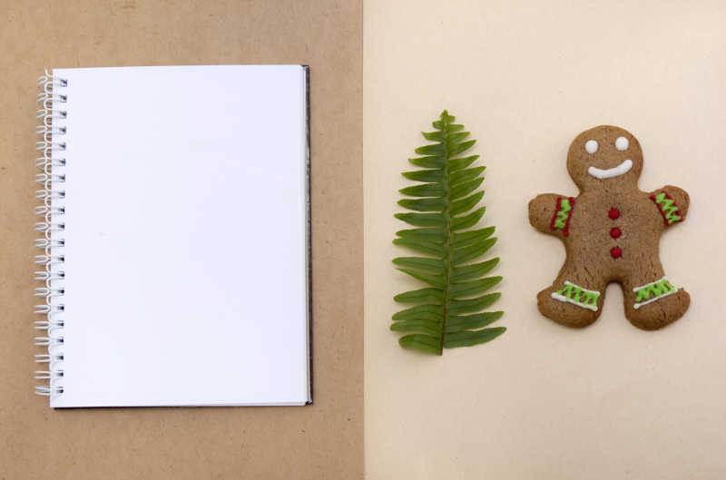 圣诞节饼干和笔记本