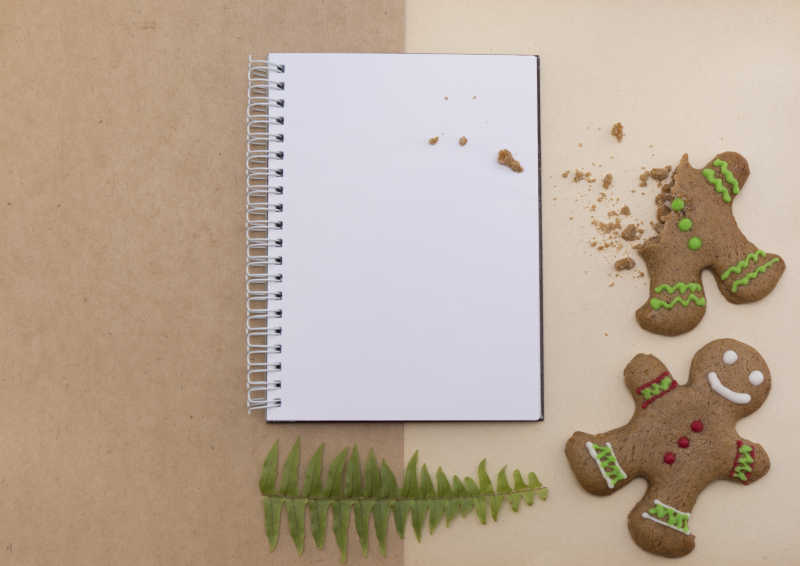 圣诞节小人饼干和笔记本