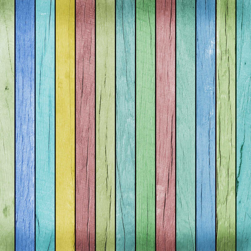 色彩缤纷的整齐排列的木纹理