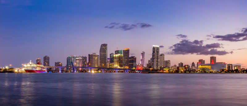 黄昏下的迈阿密城市风景