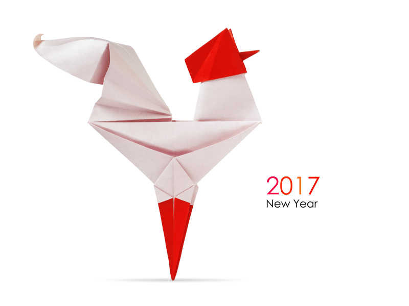 2017年红白公鸡折纸