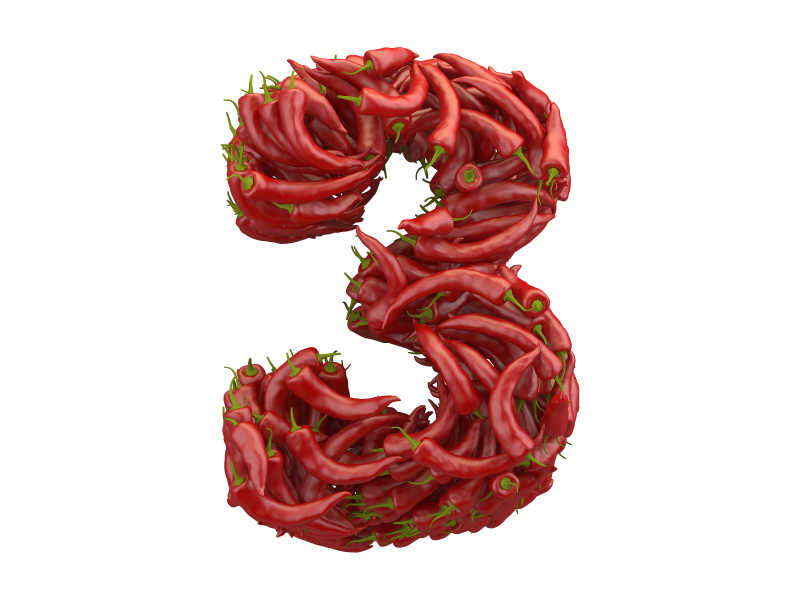 用辣椒组成的3的数字