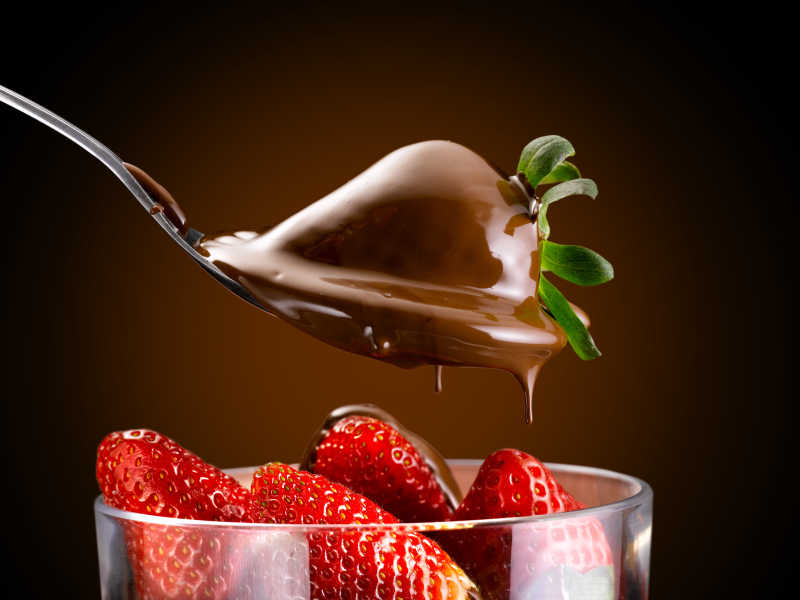 美味的巧克力草莓组合