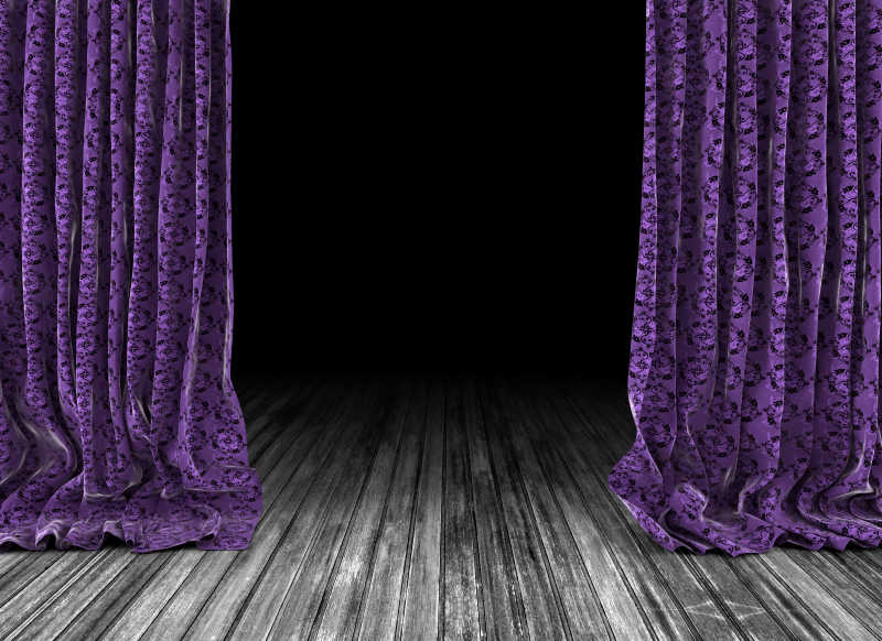 剧场谢幕的紫色窗帘