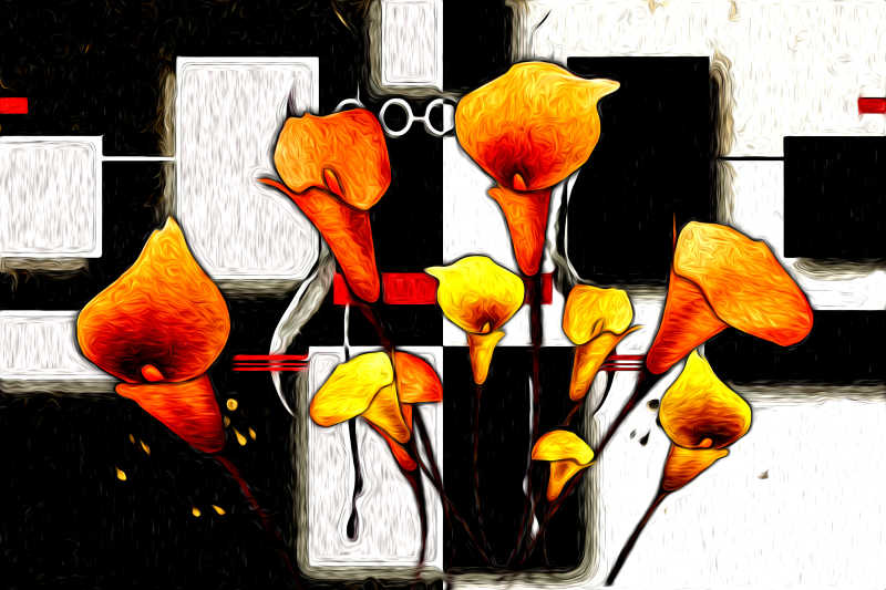 抽象的花朵油画