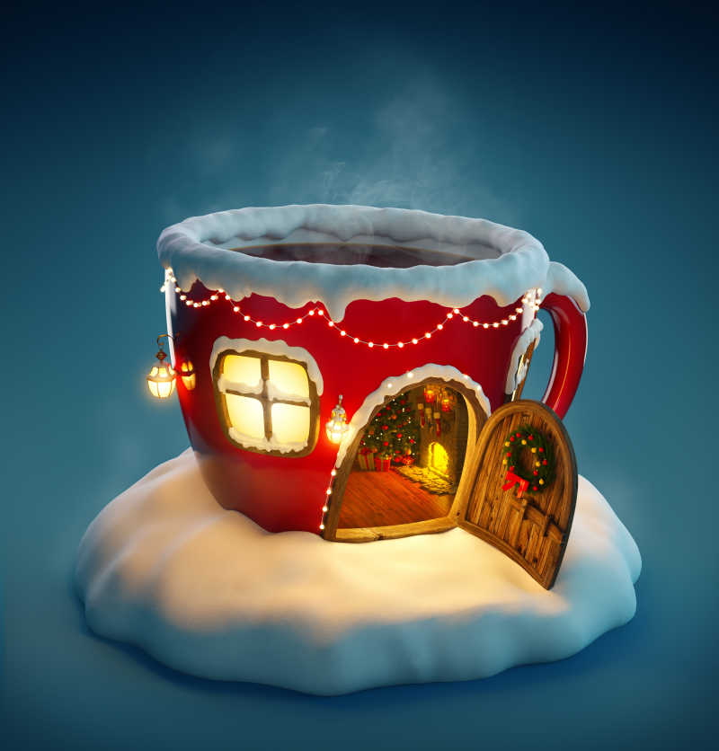 红色的圣诞童话咖啡屋